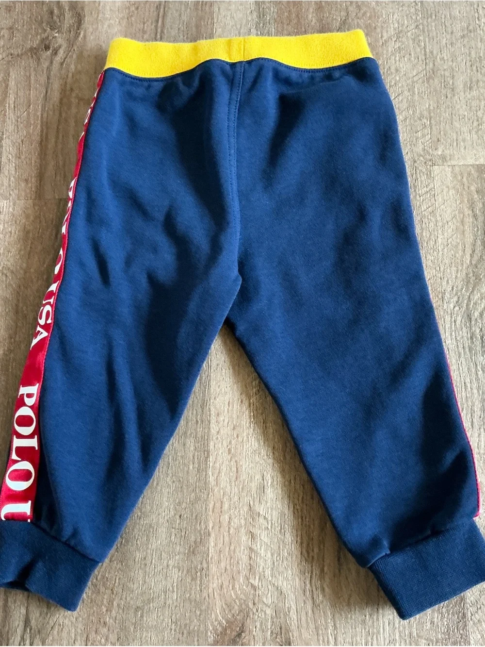 RALPH LAUREN Polo Baby Pants 18 Months Joggers Blue Logo Stripe Sweatpants *FLAW